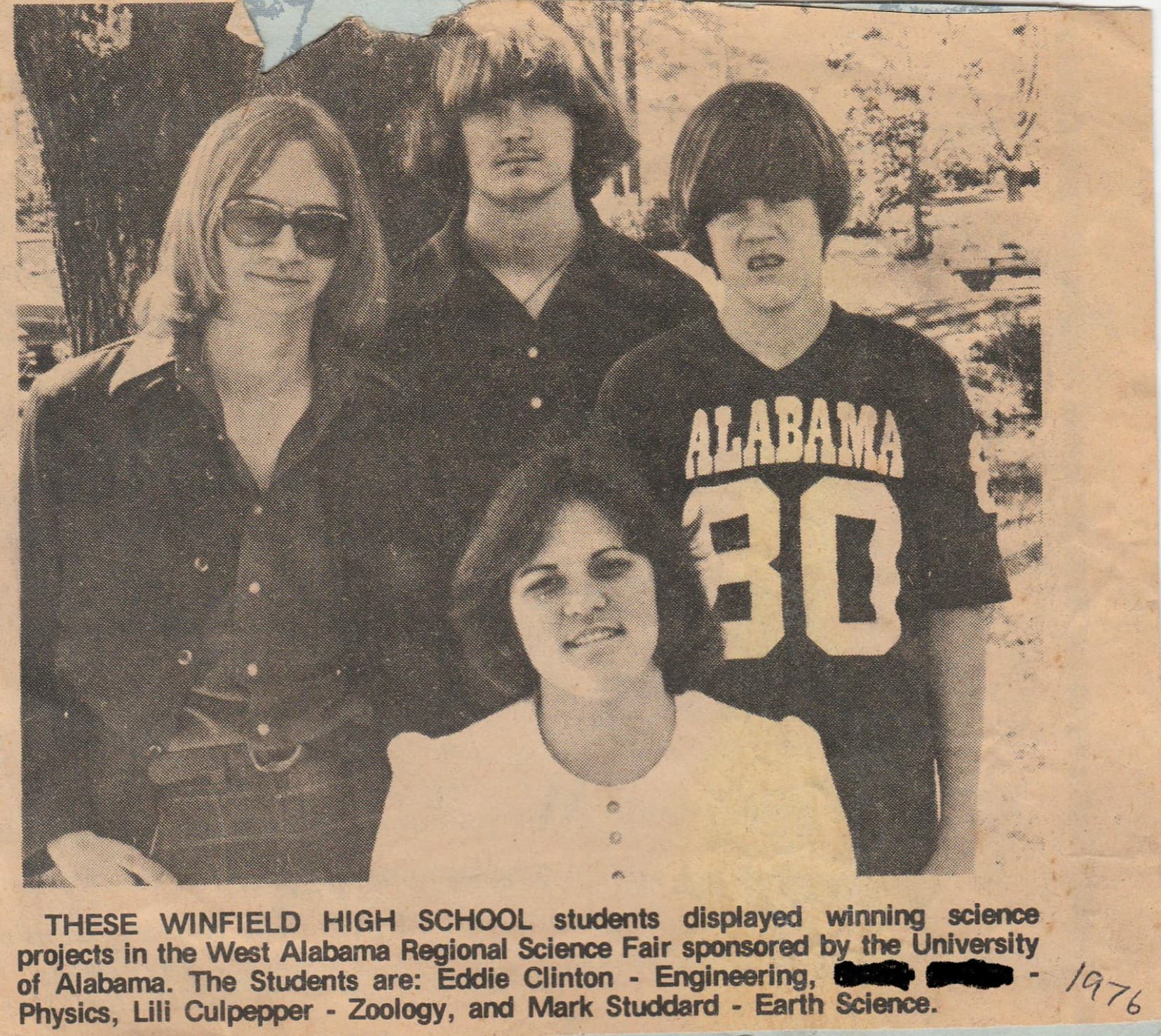 vintage clothing - Alabama 80 These Winfield High School students displayed winning science projects in the West Alabama Regional Science Fair sponsored by the University of Alabama. The Students are Eddie Clinton Engineering, Physics, Lili Culpepper Zool